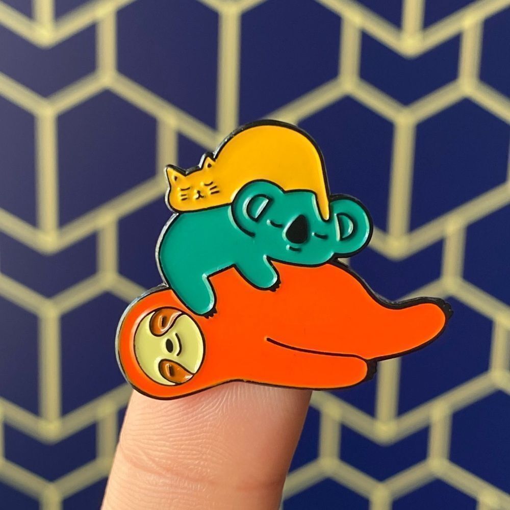 Napping Cat Sloth Koala Enamel Pin/ Brooch Lapel